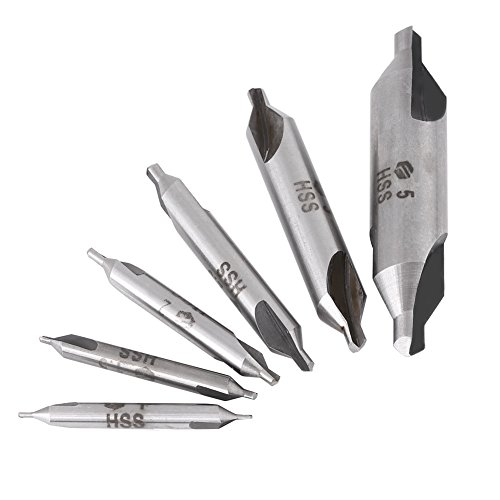 Goick Zentrierbohrer-6-teilig 1/1,5/2/2,5/3/5 mm 60-Grad-HSS-Zentrierbohrersatz-Zentrierbohrersatz