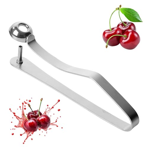 Kirschentkerner Hand Kirschkernentferner Entkerner Tragbar Kirschkernentferner Handbuch Edelstahl Entkerner Kirschen, für Entkernen von Früchten Beeren Datteln Weißdorn und Kirschen