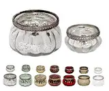 NETPROSHOP Teelichthalter Orientalisch Windlicht aus Glas mit Metalldekor, Farbe:Silber Antik, Auswahl:5.5 cm