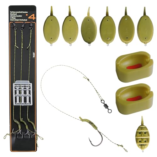Fyfjur Method Feeder, 6 Stück Feeder Zubehör mit Angelhaken, Method Feeder Set, Fishing Feeder Futterkorb Angeln, Method Feeder Futter Angeln Feeder Set 15/20/30/40/50/60g Karpfen Zubehör