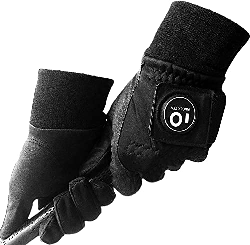 FINGER TEN Golfhandschuhe Herren Winter Mit Ballmarker Grip Performance 1 Paar Golf Handschuhe Kaltes Wetter Winddicht Wasserdicht Größe S M ML L XL (M/L)