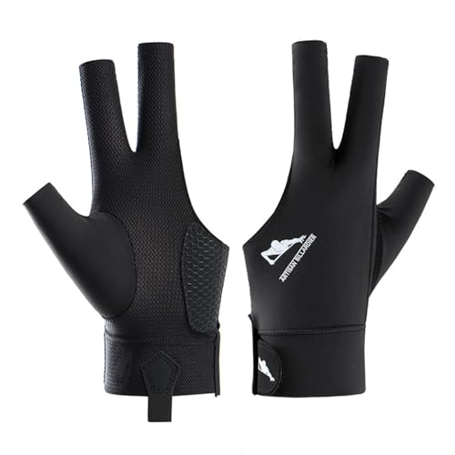 Snooker Handschuhe, Billiards Billard Handschuh, Billiard Pool Cue Glove, rutschfeste Poolhandschuhe, Verstellbare Poolhandschuhe, Geeignet für Pool-Spiele, Snooker(Linke Hand) (Schwarz, Linke Hand)