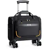 Ponhog Aktenkoffer mit Rollen - Herren14 Zoll Laptop Trolley Rucksack, wasserdichte Aktenkoffer Rucksack für Business Arbeit Reisen Weekender, Schwarz