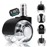 LUZOON Bürostuhl Rollen 5er Set, 10x22mm Rollen für Bürostühle, 360 Grad Drehung ohne Kratzer, Schreibtischstuhl Rollen für Teppich, Parkettböden, Hartböden und Fliesen