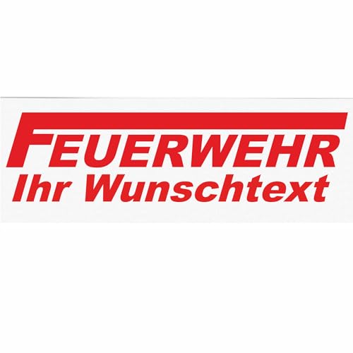 INDIGOS UG - Aufkleber - Autoaufkleber - Feuerwehr mit Wunschtext individuell personalisiert - rot 200 mm - selbstklebend - Sticker - für Auto, LKW, Boot, löschen - Bergen - Tuning - Heckscheibe
