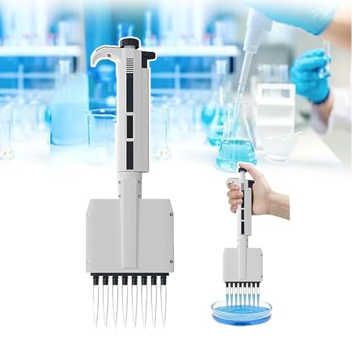 Mavdecll Mehrkanalpipette, 8-Kanal-Labor-Mikropipette, 360° Drehbarer Kopf, Manuell Verstellbare Pipette Mit Pipettenspitze, Für Chemie, Industrie, Wissenschaftliche Forschung