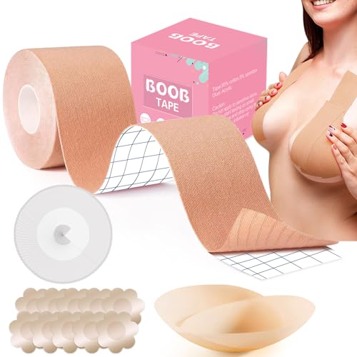 ZXZH Klebe BH Push Up Brust Boob Tape für Grosse Brüste - Unsichtbar Silikon Nipple Cover, Nippelpads und Fashion Tape Set