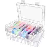 Taiyyi 24 Sortierboxen für Kleinteile 2er-Set Kleinteile Organizer Einstellbar Plastik Sortierbox Transparente Sortierboxen für Kleinteile Schmuck Schrauben Bügelperlen Ohrringe Perlen Nähgarn