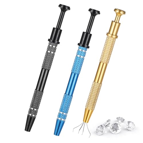 Yuannee Piercing Zange,3 PCS Piercing Werkzeug mit 4 Klauen Greifer Greifer Piercingkugelzange für Juwelierarbeiten Uhren Brillen Präzisions Pick Up Werkzeug Diamant Edelsteine Catcher