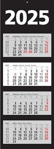 2025 ADINA Wandkalender 92x33cm 4-Monate schwarz