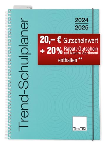 TimeTEX Trend-Schulplaner A5 Lagune - Ringbuch - Schuljahr 2024-2025 - Lehrerkalender - Unterrichtsplaner - Timetex 10591