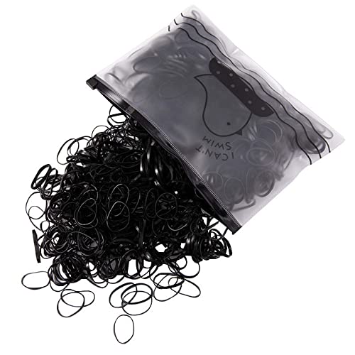 Hanyousheng 1000 Stück Haar Haargummis,Mini Elastische Bänder,Schwarz Gummibänder,Gummi Haarbänder, für Frauen Mädchen Flechten und Tägliche Frisuren