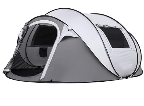 Camping Zelt, Pop Up Zelt 4-5 Personen, Automatisches Aufstellzelt in 3 Sekunden, Wurfzelte Wasserdicht Sonnenschutz, Familie Zelt, Tragbares Leichtes Kuppelzelt für Outdoor Camping (Grau)