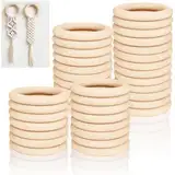 Ysimple 38 Stück Holzringe zum Basteln, 60mm Holzringe Natürliche Holz Ringe, Holzringe Makramee für DIY Handwerk Schmuck Ring Anhänger, Dekoration Ringe Bastelring, Schmuckherstellung