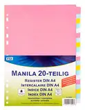 TSI Register aus stabilem Manila-Karton 20-teilig, bunte beschreibbare Taben, Art.Nr. 64520