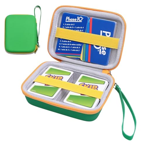 Spielkarten Box, Spielkarten Etui, Wasserdicht Kabeltasche Organizer Spielkarten Tasche Grün Leicht Spielkarten Box für Desktop Karten Und Kleine Zubehörspeicher (15.8×12.5×5cm)