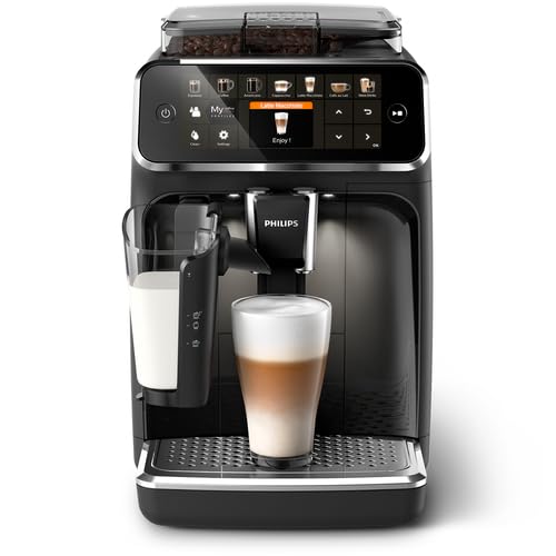 Philips Espressomaschine der Serie 5400 – Genießen Sie 12 Getränke, schnell reinigendes LatteGo, intuitives TFT-Display, anpassbare Kaffeeeinstellungen, erstklassiges Küchendesign (EP5441/50)