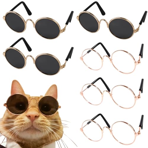 Yaoliucp Puppenbrillen 6 Paare Metalldrahtpuppe Sonnenbrille Klassische Retro -Brillen Brillen Brillen Mini Sonnenbrille für Handwerks Puppen Haustiere Kostüm Cosplay -Foto -Requisiten, Puppenbrillen