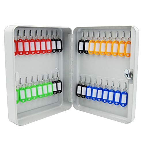 ZBORAVPIX Key Lock Box Kabinett Veranstalter, Schlüsselschrank mit 36 Schlüsseln, Zahlenschloss, nummerierten Haken, verstellbaren Regalen, weiß, 29,6 x 24 x 8 cm