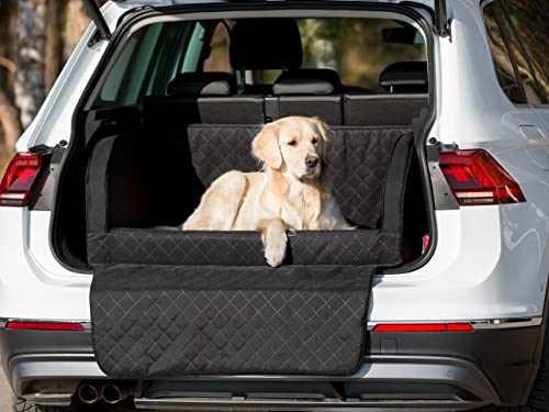 PillowPrim Hundeautositz, Hundedecke Auto Vordersitz/Rückbank, Transportbox Katze, Hundebox, Hundekorb, Hundegeschirr, Hundebett, Hundekörbchen (Schwarz Oxford, (2) 100x80x39 cm)