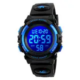 Dayllon Digitaluhr Kinder Uhren für Jungen Armbanduhr Kinder Outdoor Sport 50M Wasserdicht Elektronische 12/24 H Wecker Stoppuhr/Kalender/LED-Licht/Datum Junge Mädchen Blue Black X(8-15 Year Old)