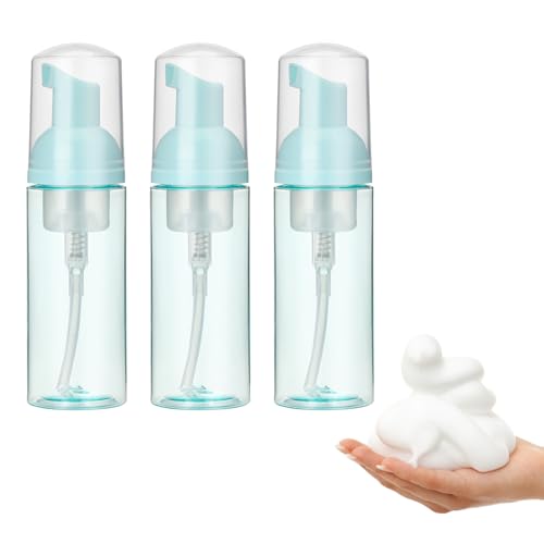 3 Stück Reisegröße klar Leere Flasche Schaumspender 50 ml Schaumflasche Schaumseifenspender Schaum Pumpe Flasche, Nachfüllbarer Tragbare Spenderflasche Schaum Seifenspender Schaumspender(Grün)