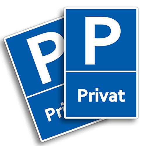 2 Stück Privat Parkplatz Schild 20 x 30 cm aus stabiler PVC Hartschaumplatte 3mm Privatparkplatz parken verboten mit UV-Schutz von STROBO