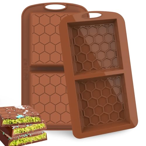 Schokoladenform Silikon 2 Stück, Silicone Chocolate Mould, Schokoladentafel Tiefe für Dubai Schokolade Praline Süßigkeiten, Temperaturen von -40 °C bis +230 °C, Dubai Schokoladenform Silikon