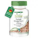 Fairvital | Omega-3-6-9 Kapseln - HOCHDOSIERT mit 2000mg LeinsamenÖl (Flaxseed Oil) pro Tagesdosis - natürliches Linolsäure & Alpha-Linolensäure - kaltgepresst - 120 Softgels