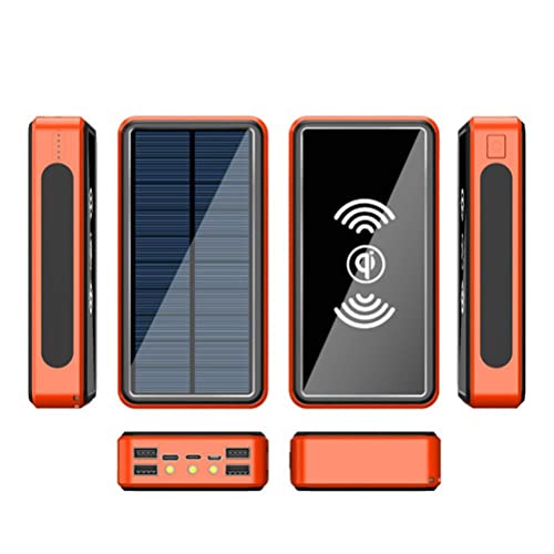 KKPLZZ Solar Power Bank 100000 mAh, Hochleistungs-Solarladegerät mit 4 USB-Anschlüssen, wasserdichtes tragbares drahtloses Ladegerät Externer Akku mit LED-Licht Camping im