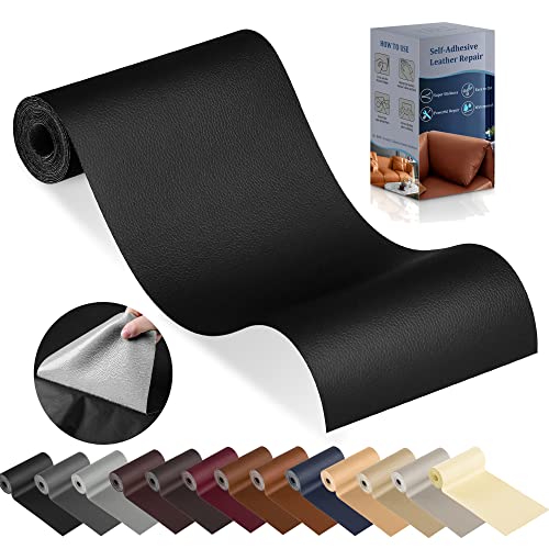 YAFLC kunstleder selbstklebend Schwarz, 10 x 160cm leder patch selbstklebend, kunstleder reparaturset für couch Autositz Sofa Möbel Leder Reparatur Jacken und Renovierung