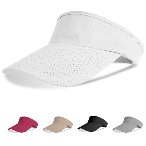 Aomig Visor Cap, Mode Schirmmütze Herren und Damen, Atmungsaktiv und Schweißabsorbierend Sommerkappe Kappe mit Sonnenvisier, Sonnenschutz Schirmcap für Outdoor Golf Baseball Tennis(Weiß)