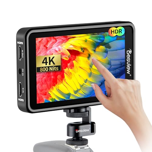 Desview R5II Kamera Field Monitor Touchscreen 5,5 Zoll, Camera Monitor 4K HDMI mit Sonnenschutzhaube, Full HD 1920x1080 IPS 3D LUT Video Peaking Focus Assist für DSLR