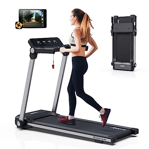 JOROTO Laufband für zu Hause, 2.5PS, 0.5-14KM/H Laufband Klappbar mit Bluetooth & App, Laufbänder mit 9 voreingestellte Programme Treadmill for Home mit LED-Display, 120KG Belastbar