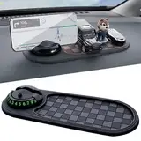 Multifunction Car Anti-Slip Mat Auto Universal Phone Holder, Auto Antirutschmatte Handyhalterung, 360° Drehbar Anti-Rutsch-Armaturenbrett Matte mit Parknummer für Handy, Schlüssel (A-Schwarz)