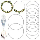 10 Stück Metallringe zum Basteln 20cm, Silber Traumfänger Ringe Metall, Drahtringe zum Basteln Deko Ringe, Deko Ringe zum Aufhängen, für Traumfänger Ring, Floristik, Wandbehänge Deko, Blumen Reifen