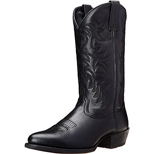 LAIYUTING Herren Vintage Western Cowboystiefel Herren Leder Vintage bestickte Stiefel Spitzschuh Medium Tube Plateaustiefel
