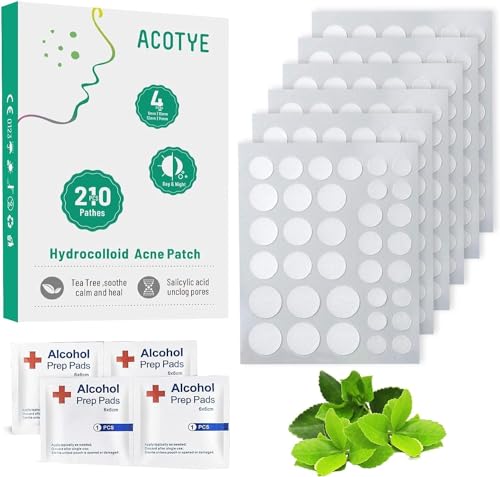 ACOTYE Anti Pickel Patch Pimple Patches mit Teebaumöl, Salicylsäure und Niacinamide, Unsichtbare Tag-und Nacht, vier Größen 8 mm, 10 mm, 12 mm, 14 mm (S, stück, 240)