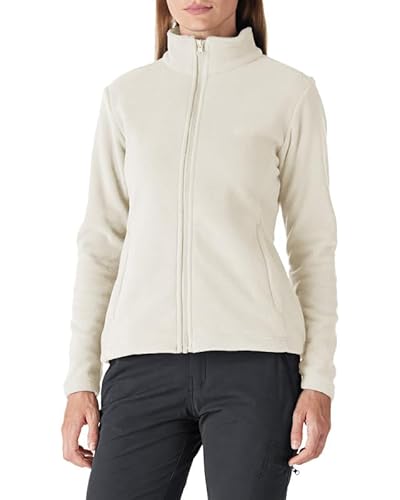 Outdoor Ventures Damen Fleecejacke mit Durchgehendem Reißverschluss Stehkragen Frauen Leichte Fleece Sweatjacke Antistatische Elektrizität Damenjacke für Laufen, Wandern und Freizeit Wollweiß L