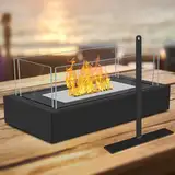 Tischkamin Ethanol Für Indoor & Outdoor, Sentasi Upgrade Kamin Mit 4-Seitigem Glas, Bioethanol Mit Lagerfeueratmosphäre, Gemütliche Atmosphäre Tischfeuer ,Tisch Feuerstelle