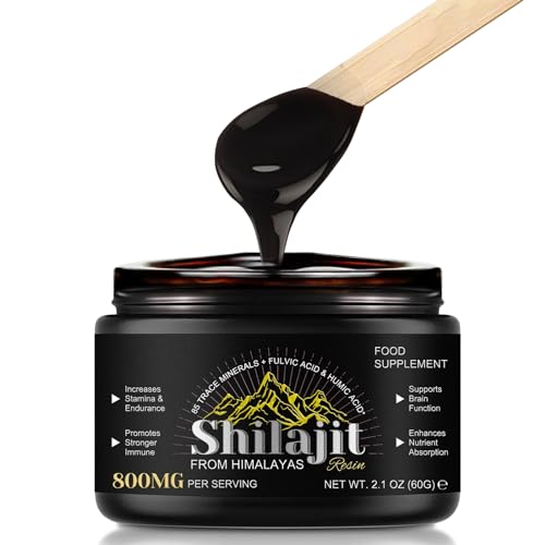 Shilajit Harz 800 mg, Shilajit Reines 60 Gramm, Hochwirksames Himalaya Shilajit Ergänzungsmittel, über 60% Fulvosäure, Natürlicher Shilajit Resin mit 85+ Mineralien, Energie & Immunität Booster