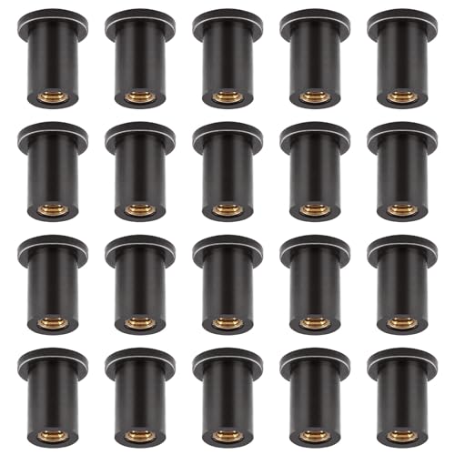 Tanstic 20Pcs M4 Rubber Well Nuts, Neoprene Expansion Brass Nuts Insert Fairing Universal Motorcycle Fasteners Ideal for Canoe, Boat, Kayak