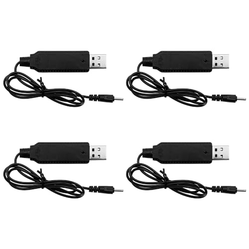 DollaTek 4PCS USB-Drohnenbatteriekabel 3,7-V-Lipo-Batterieladegerät mit DC 2,0-mm-Anschluss für Attop XT-1 RC-Drohnen-Quadcopter WiFi FPV-Drohnen-Flugzeugteile
