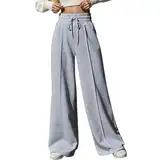 Baggy Jogginghose Damen Weite High Waist Sweathose Lang Hosen Baggy Jogginghose Y2K Freizeithosen Sporthosen Mit Taschen Teenager Mädchen Klamotten Jogging Sweatpants Trainingshose Arbeitshose