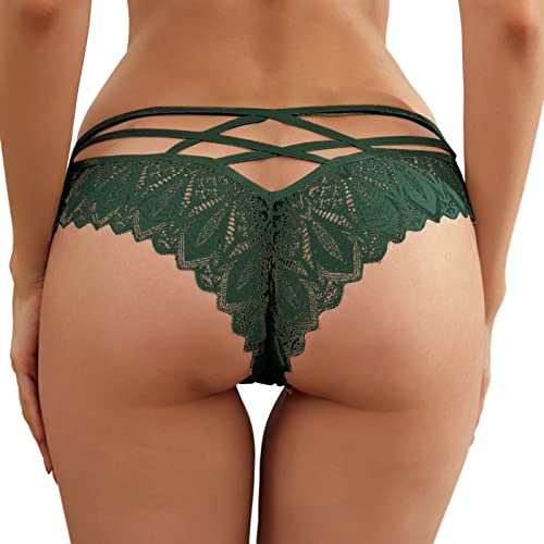 Damen Unterwäsche Sexy Set Höschen für Frauen Crochet Lace Lace Up Panty Sexy Unterwäsche Unterwäsche Damen Set Schwarz (Green, XXXXXL)