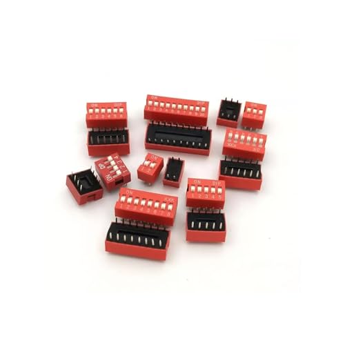 10 stück DIP Schalter Printschalter Switch Kodierschalter 1 2 3 4 5 6 7 8 9 10 12pin Auswahl, Zweireihiger DIP-Schalter, 2.54mm Rutschtyp Roter Kippschalter (DS-1P)