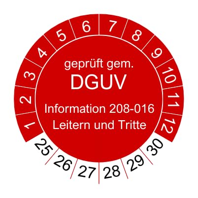 20 Prüfplaketten Leitern und Tritte 2024-30mm - 2025-2030 - nachhaltig - rot - Aufkleber Prüfaufkleber Prüfetiketten (20 Stück)