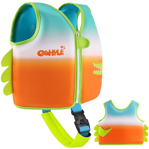 OSHYLE Kinder Schwimmweste - Jungen Mädchen Neopren Schwimmen Jacke Kleinkind Schwimmen Floating Neopren Schwimmweste für 1–9 Jahre (S(1-3), Crocodile)