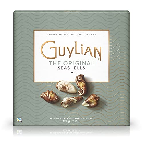 Guylian Meeresfrüchte Pralinen Luxuspackung 1000g – Original Premium Belgische Pralinen mit Nuss-Nougat Füllung und Marmorierung aus Zartbitter-, Vollmilch- und weißer Schokolade (1 x 1000g)