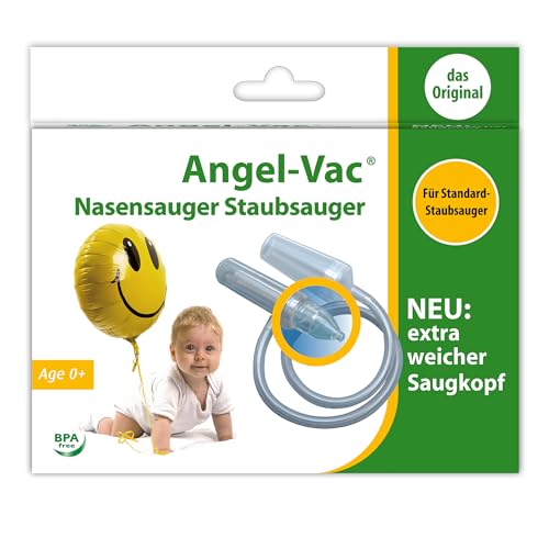 Angel-Vac Baby Nasensauger für Standard Staubsauger. Mit extra weichem Saugkopf, Klinisch getestet, Nasensekretsauger das Original seit 30 Jahren